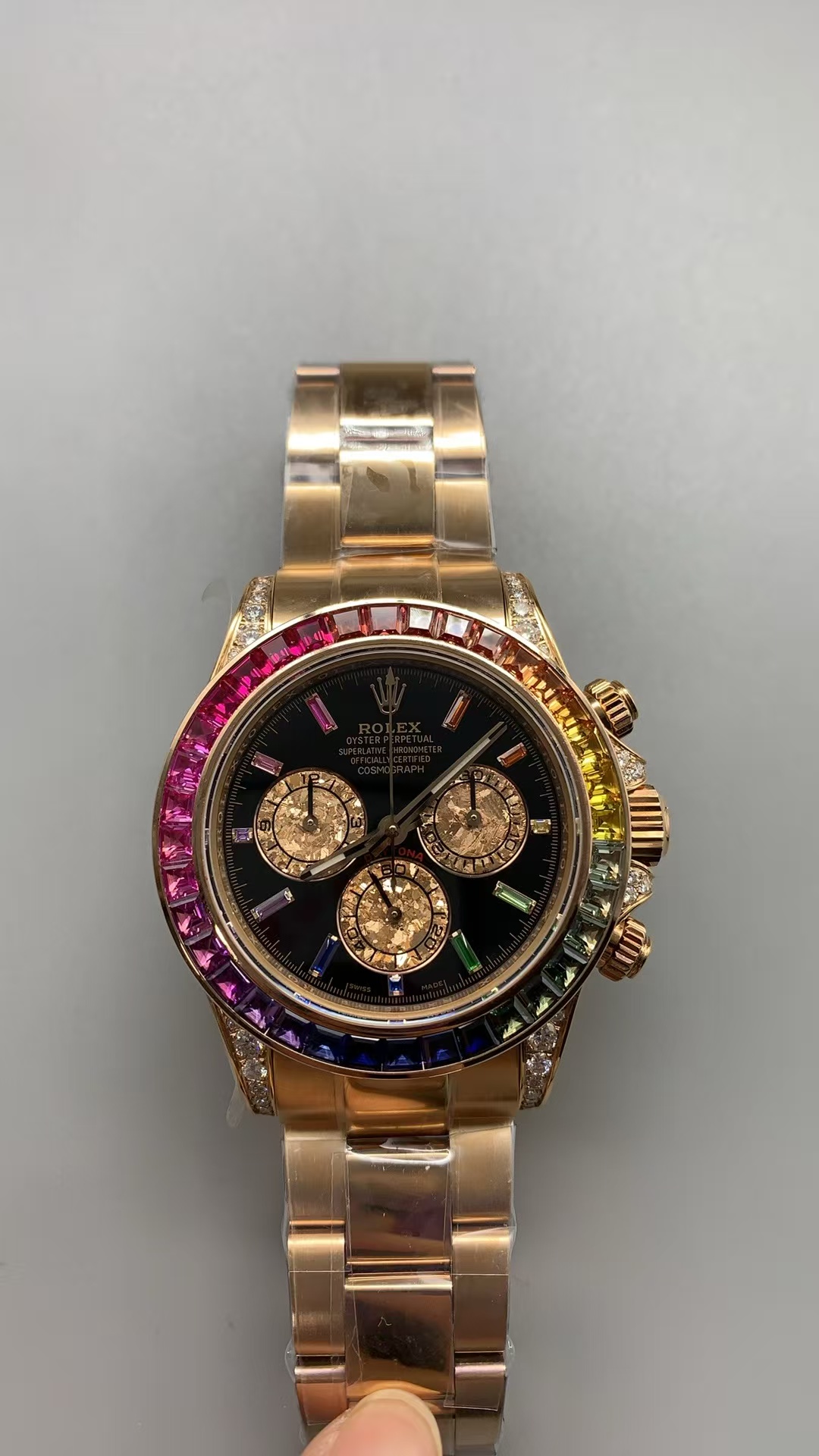rolex replica daytona rainbow rose gold-12