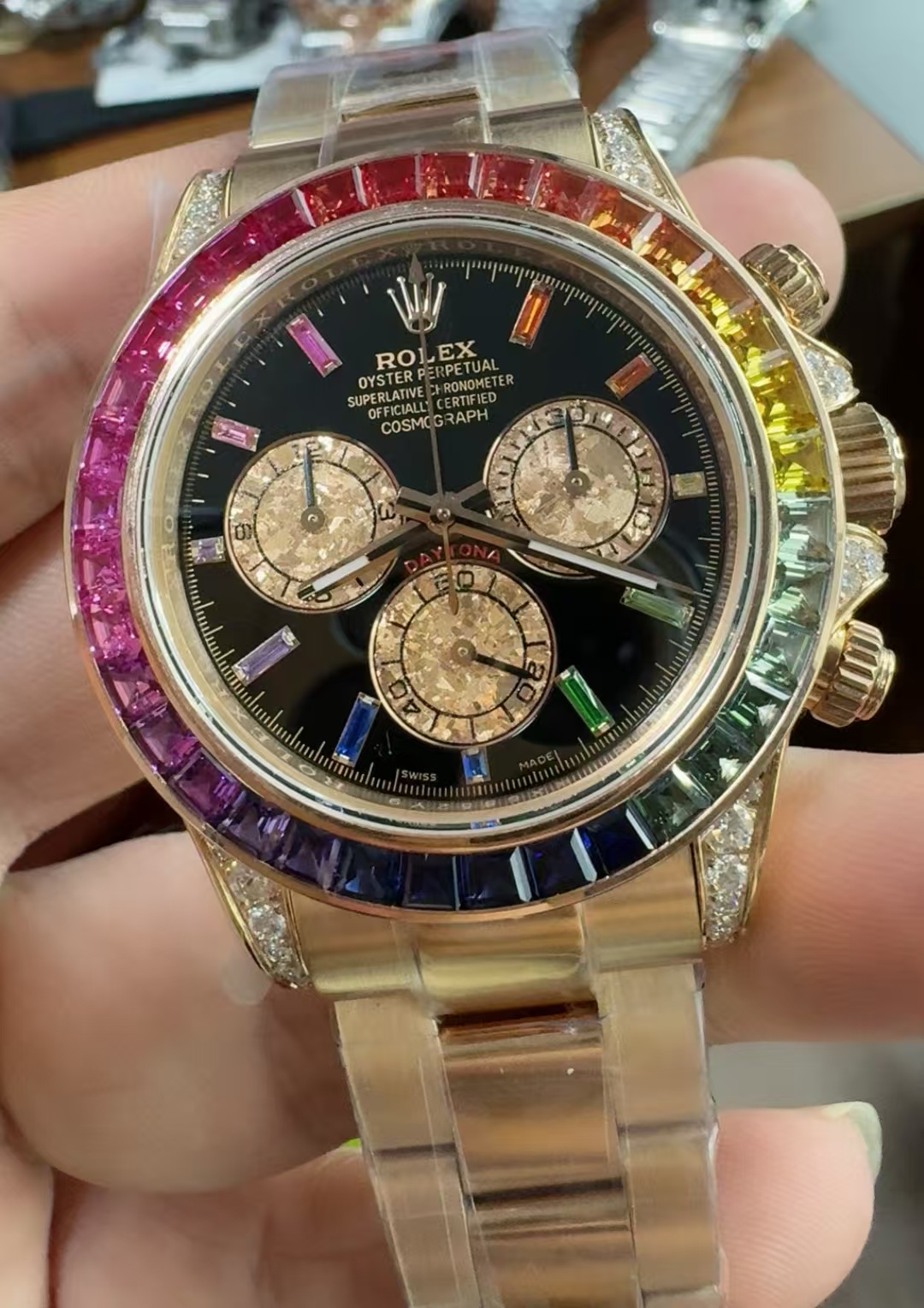 rolex replica daytona rainbow rose gold-3